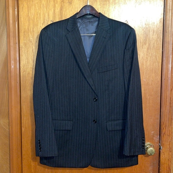 •JONES NEW YORK•100% WOOL CLASSIC MENS PIN STRIPE BLAZER SIZE 46R EUC - Picture 9 of 9